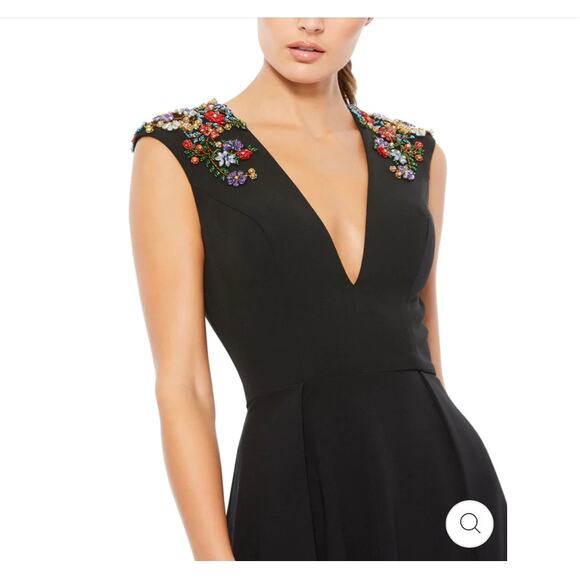 Mac Duggal 26540 Floral Accented Evening Gown Black 10 - Picture 8 of 11